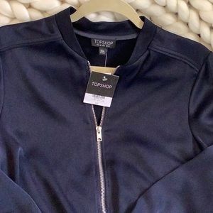 Top shop navy satin bomber